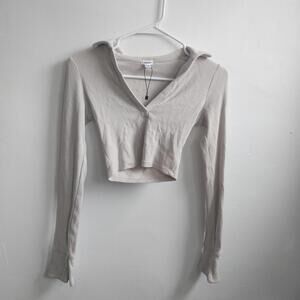 Garage Women's Cream and Tan Crop-top XS